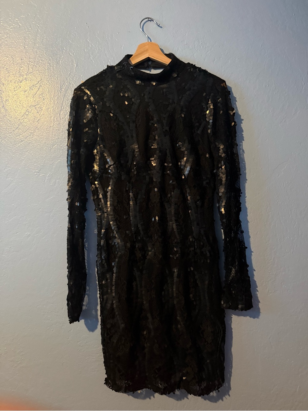 Arden B Black Long-Sleeve Sequin Bodycon Dress